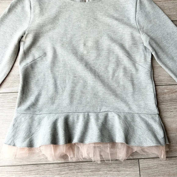 J. Crew Tulle Hem Peplum  Top in Grey - Picture 7 of 15